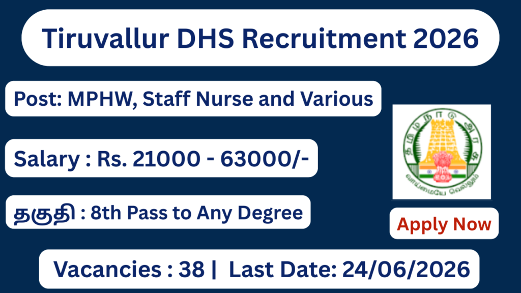 Tiruvallur DHS Recruitment 2026 Apply for 38 Staff Nurse, MPHW Posts; Apply Now!