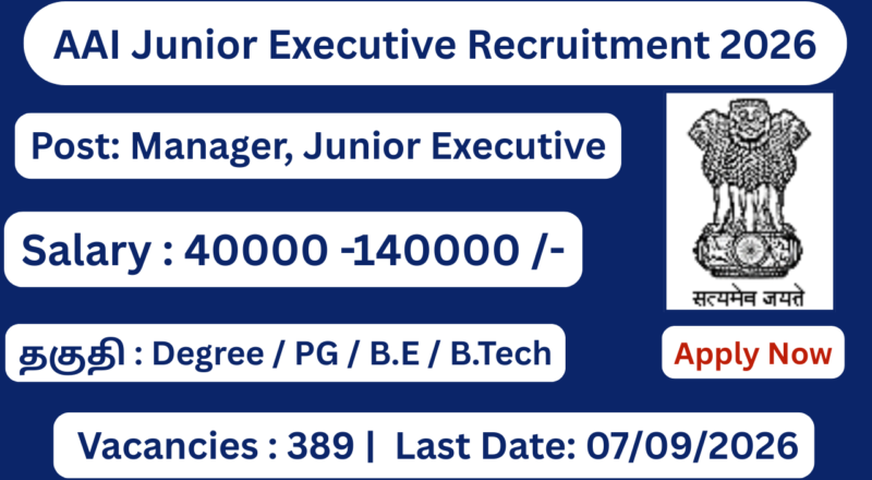 AAI Junior Executive Recruitment 2026 Apply for 389 Manager & Junior Executive Posts; Apply Online!