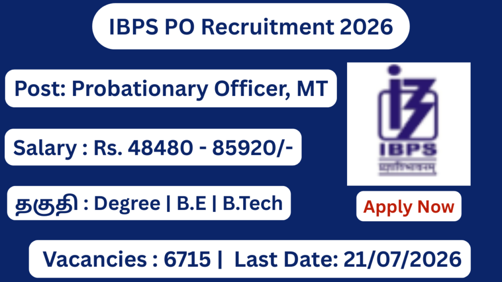 IBPS PO Recruitment 2026 Apply for 6715 Bank Vacancies; Apply Now!