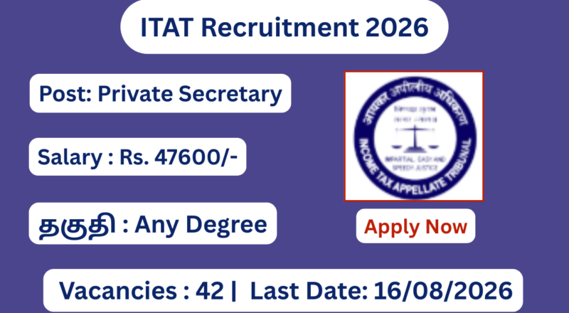 ITAT Recruitment 2026 Apply for 42 Private Secretary Posts; Apply Online!