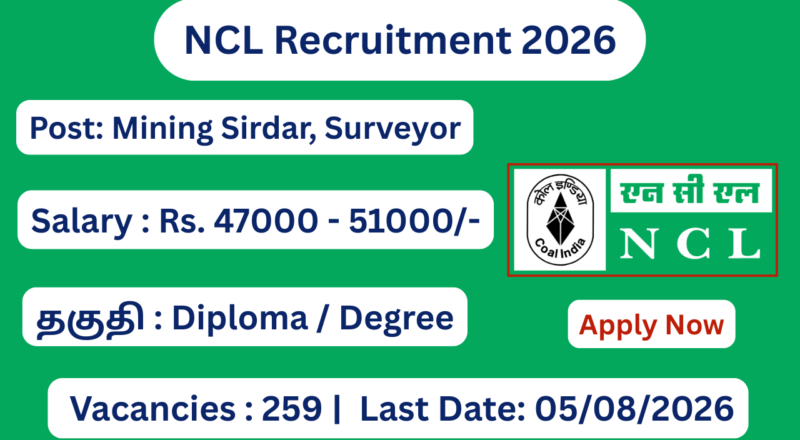 NCL Recruitment 2026 Apply for Mining Sirdar Posts; Apply Online!