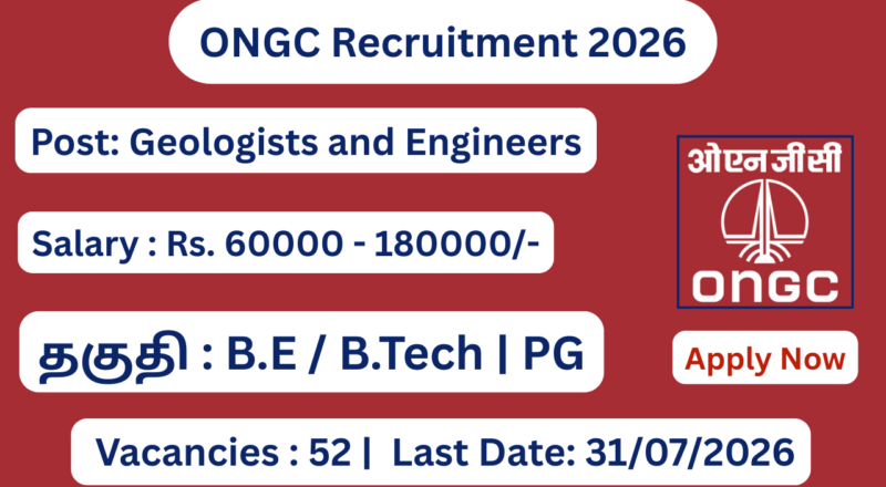 ONGC Recruitment 2026 Apply for 52 Geologists and Engineers Posts; Apply Online!