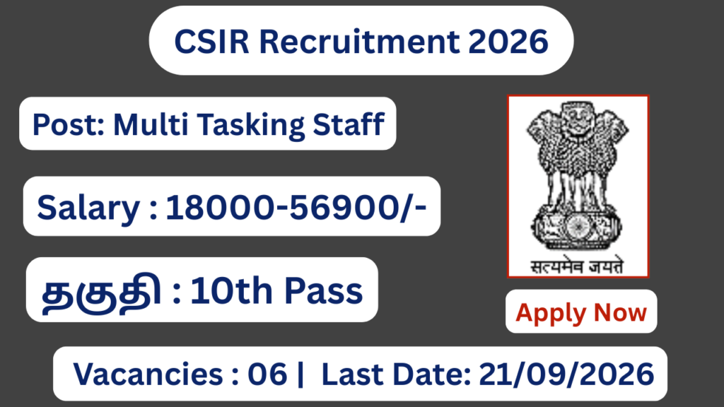 CSIR Recruitment 2026 Apply for 06 MTS Posts; Apply Online!