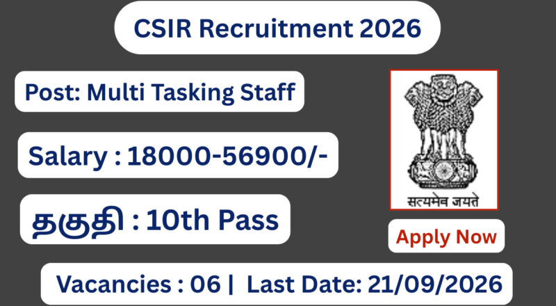 CSIR Recruitment 2026 Apply for 06 MTS Posts; Apply Online!