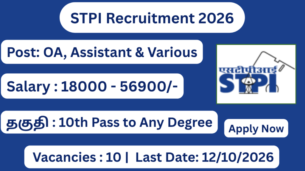 STPI Recruitment 2026 Apply for 10 Office Attendant Posts; Apply Online!