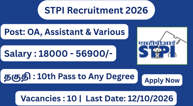 STPI Recruitment 2026 Apply for 10 Office Attendant Posts; Apply Online!