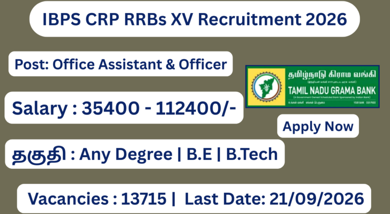 IBPS CRP RRBs XV Recruitment 2026 Apply for 13715 Office Assistant and Officer Posts; Apply Online!