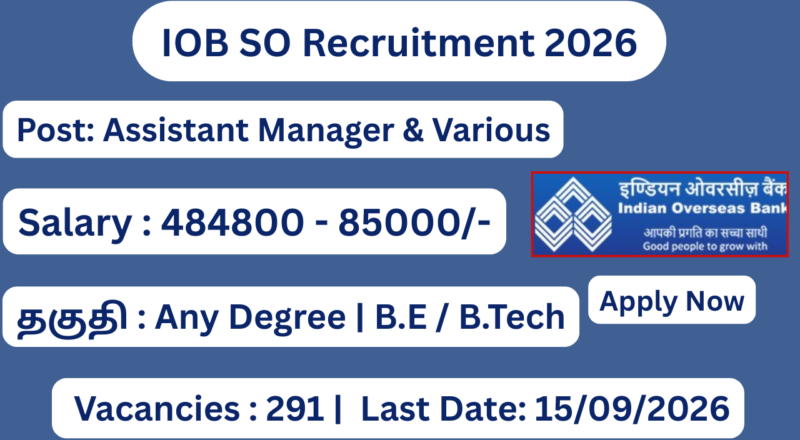 IOB Specialist Officers Recruitment 2026 Apply for 291 SO Posts; Apply Online!