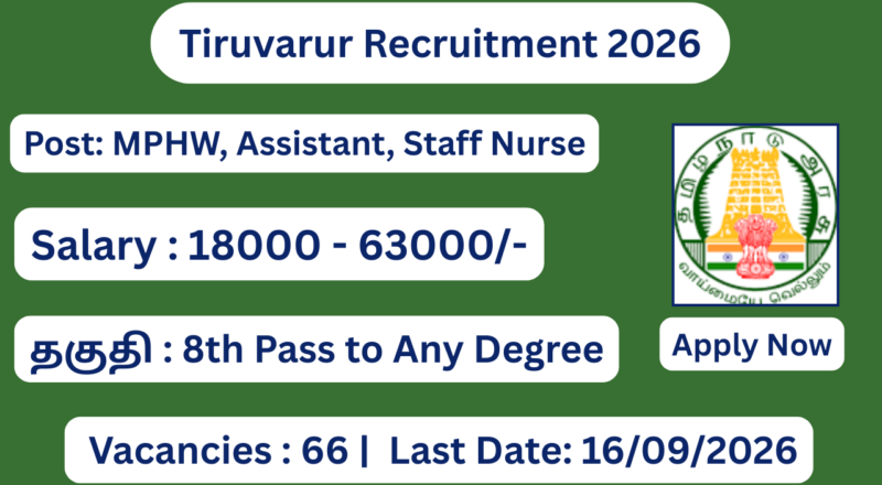 Tiruvarur DHS Recruitment 2026 Apply for Staff Nurse, MLHP, Hospital Worker and Various; Apply Offline!